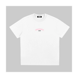 Curved Boxy Tee - White/Pink