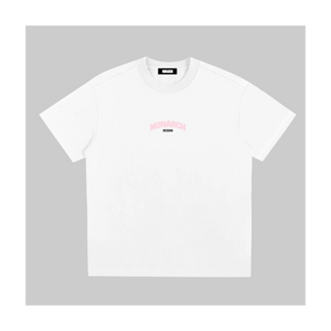 Curved Boxy Tee - White/Pink