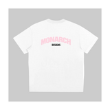 Curved Boxy Tee - White/Pink