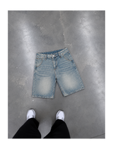 Washed Denim Jorts - Washed Blue