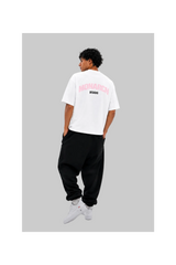 Curved Boxy Tee - White/Pink