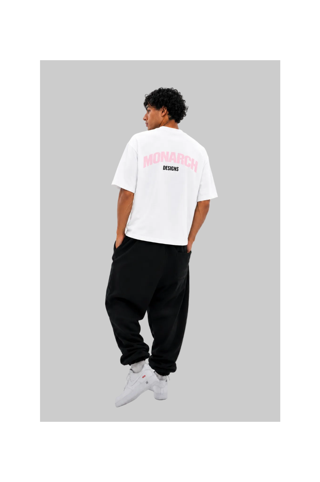 Curved Boxy Tee - White/Pink