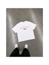 Curved Boxy Tee - White/Pink