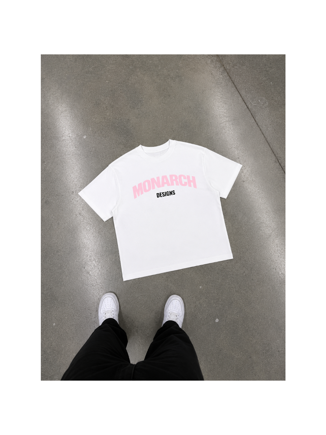Curved Boxy Tee - White/Pink