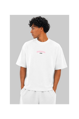 Curved Boxy Tee - White/Pink